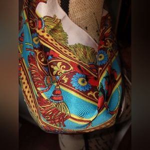 Long vibrant print silky scarf